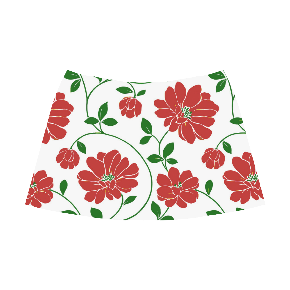 Red Flowers Cute Floral Beautiful Mnemosyne Women's Crepe Skirt (Model D16)