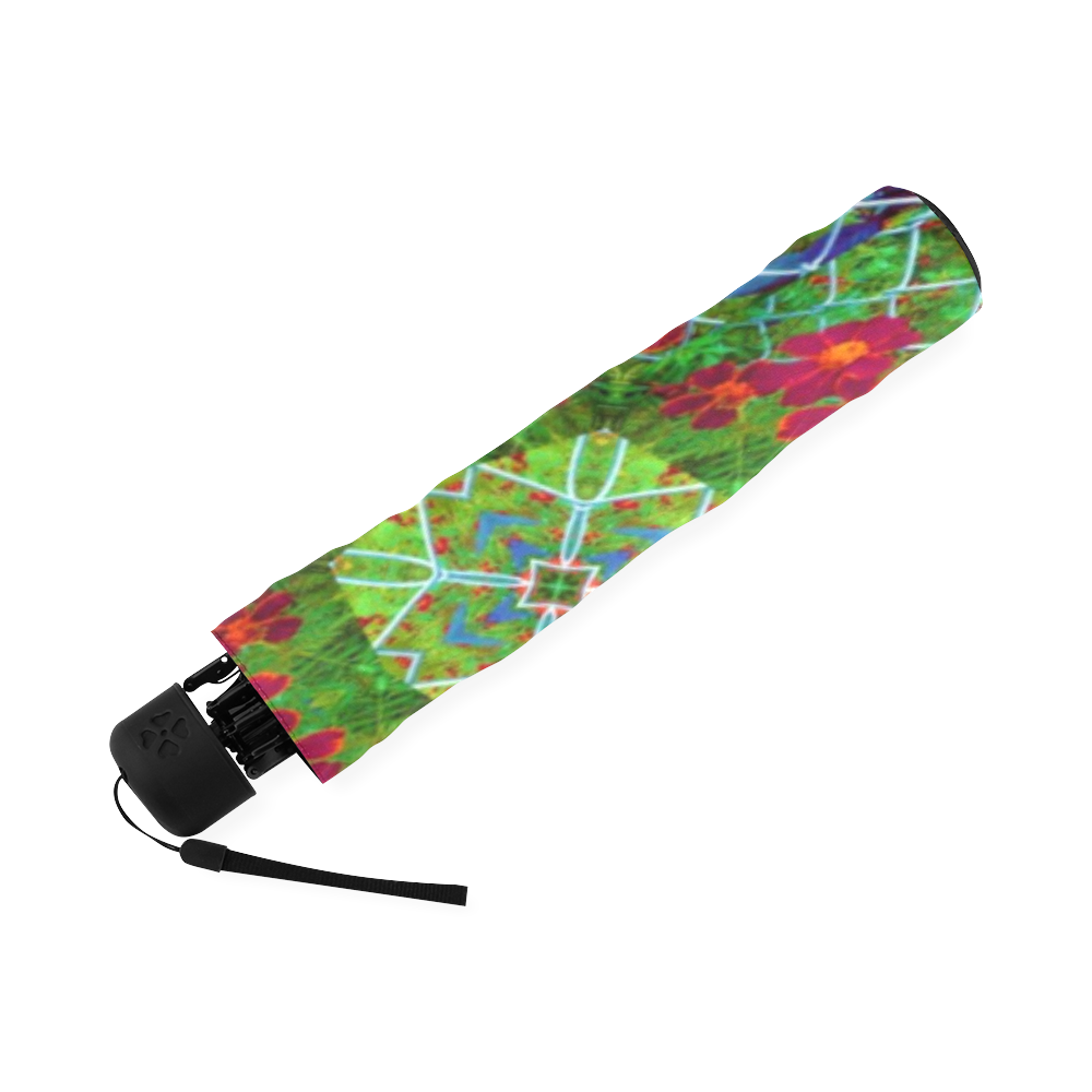 Red and Green Geometric Art Foldable Umbrella (Model U01)