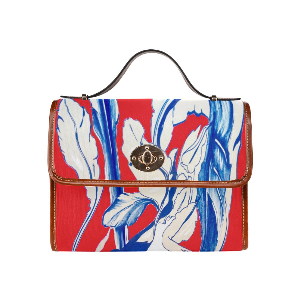 Blue Succulent Red Waterproof Canvas Bag/All Over Print (Model 1641)
