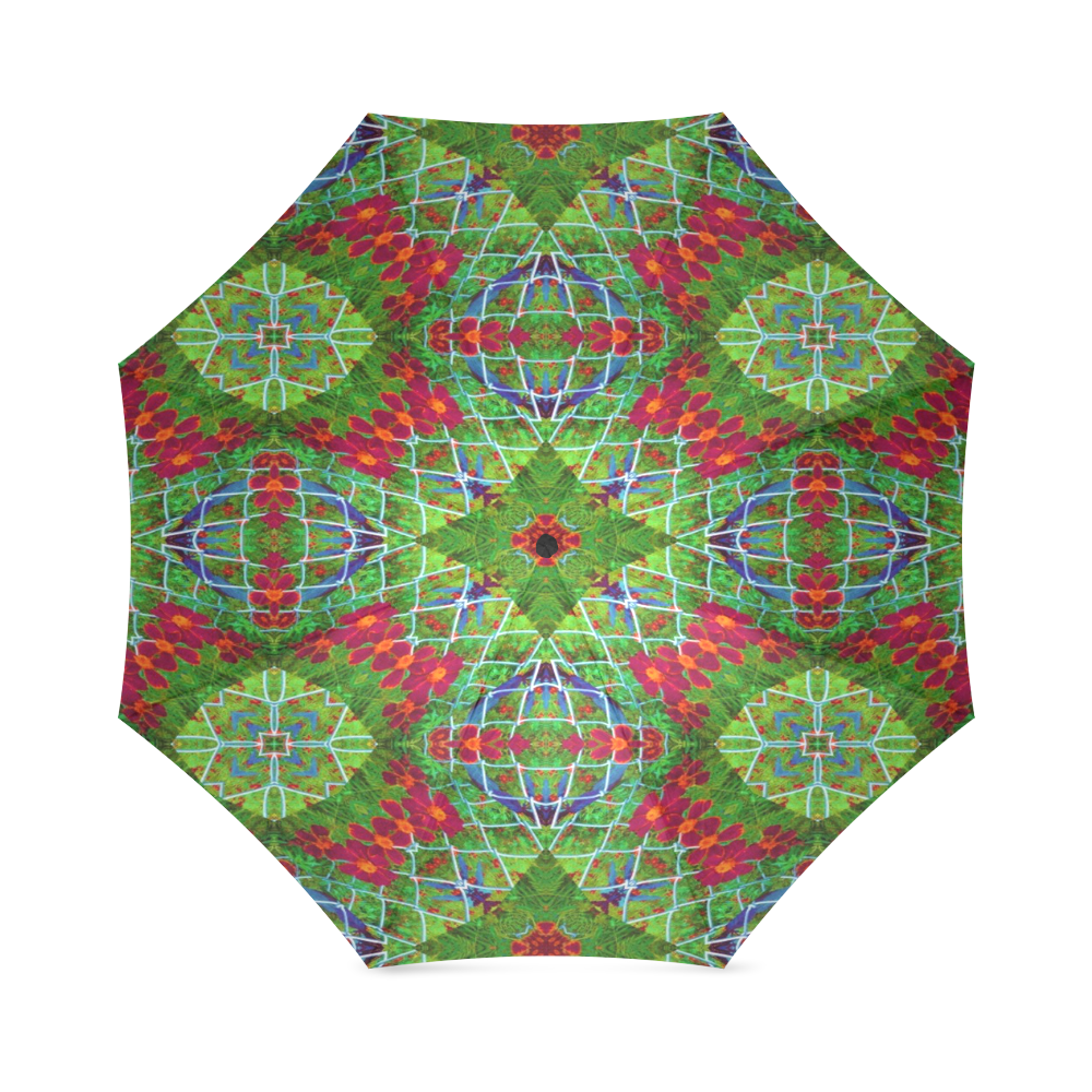 Red and Green Geometric Art Foldable Umbrella (Model U01)