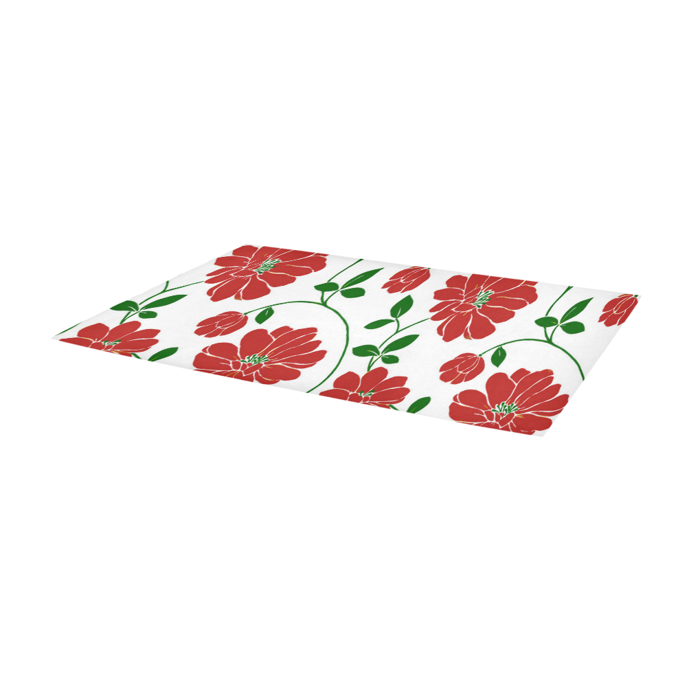 Red Flowers Cute Floral Beautiful Area Rug 9'6''x3'3''