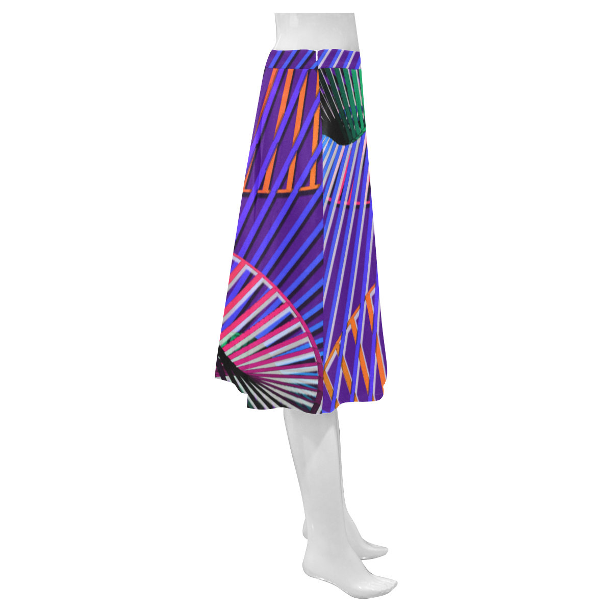 Colorful Rainbow Helix Mnemosyne Women's Crepe Skirt (Model D16)