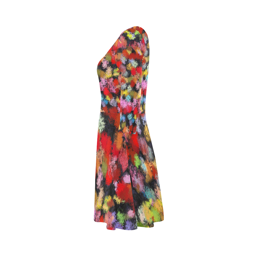 Colorful paint strokes 3/4 Sleeve Sundress (D23)