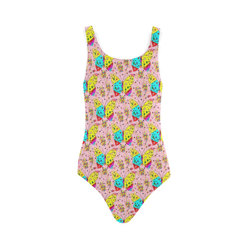 Butterfly Pop by Popart Lover Vest One Piece Swimsuit (Model S04)