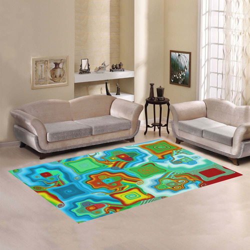 Mosaic Puzzle Cool Abstract Fractal Art Area Rug7'x5'