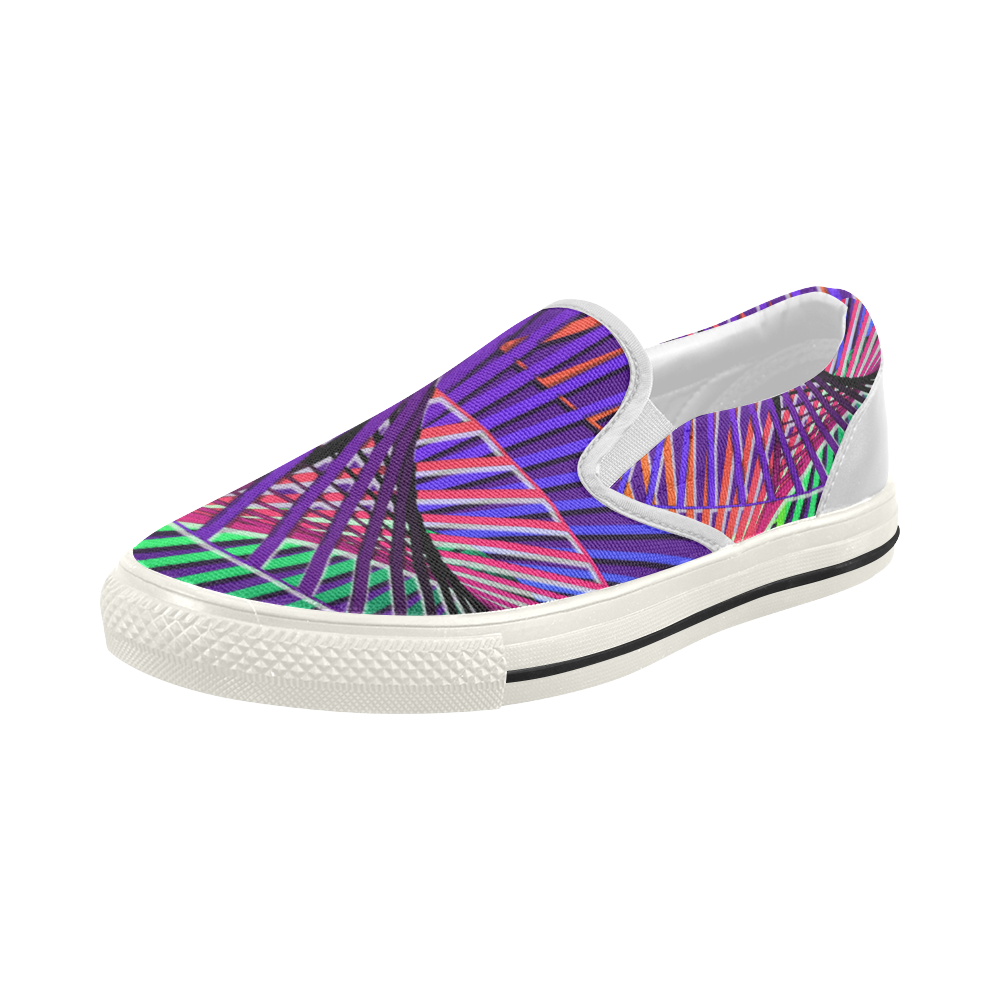Colorful Rainbow Helix Women's Slip-on Canvas Shoes (Model 019)