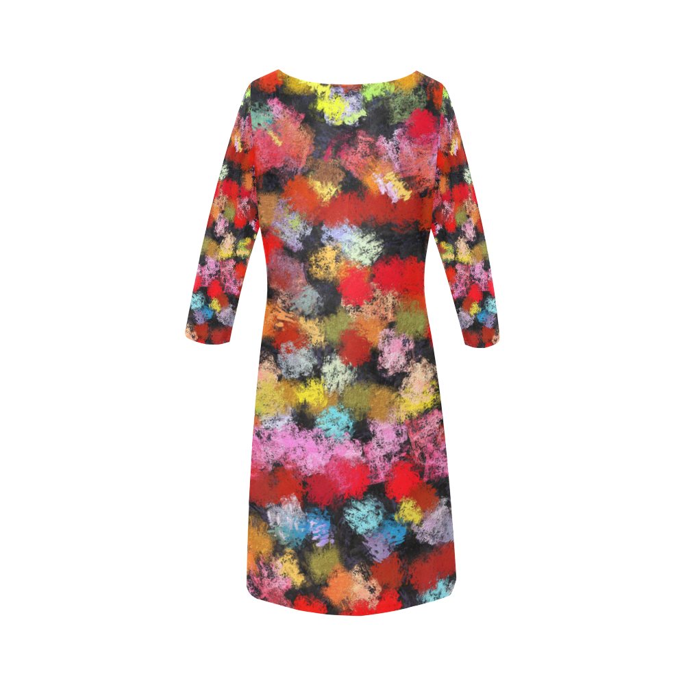 Colorful paint strokes Round Collar Dress (D22)