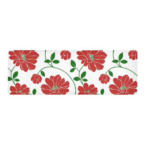 Red Flowers Cute Floral Beautiful Area Rug 9'6''x3'3''