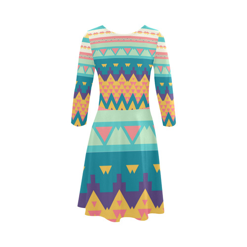 Pastel tribal design 3/4 Sleeve Sundress (D23)