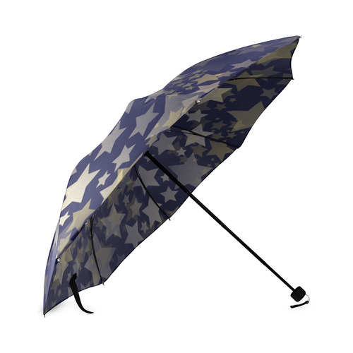 Navy Gold stars Foldable Umbrella (Model U01)