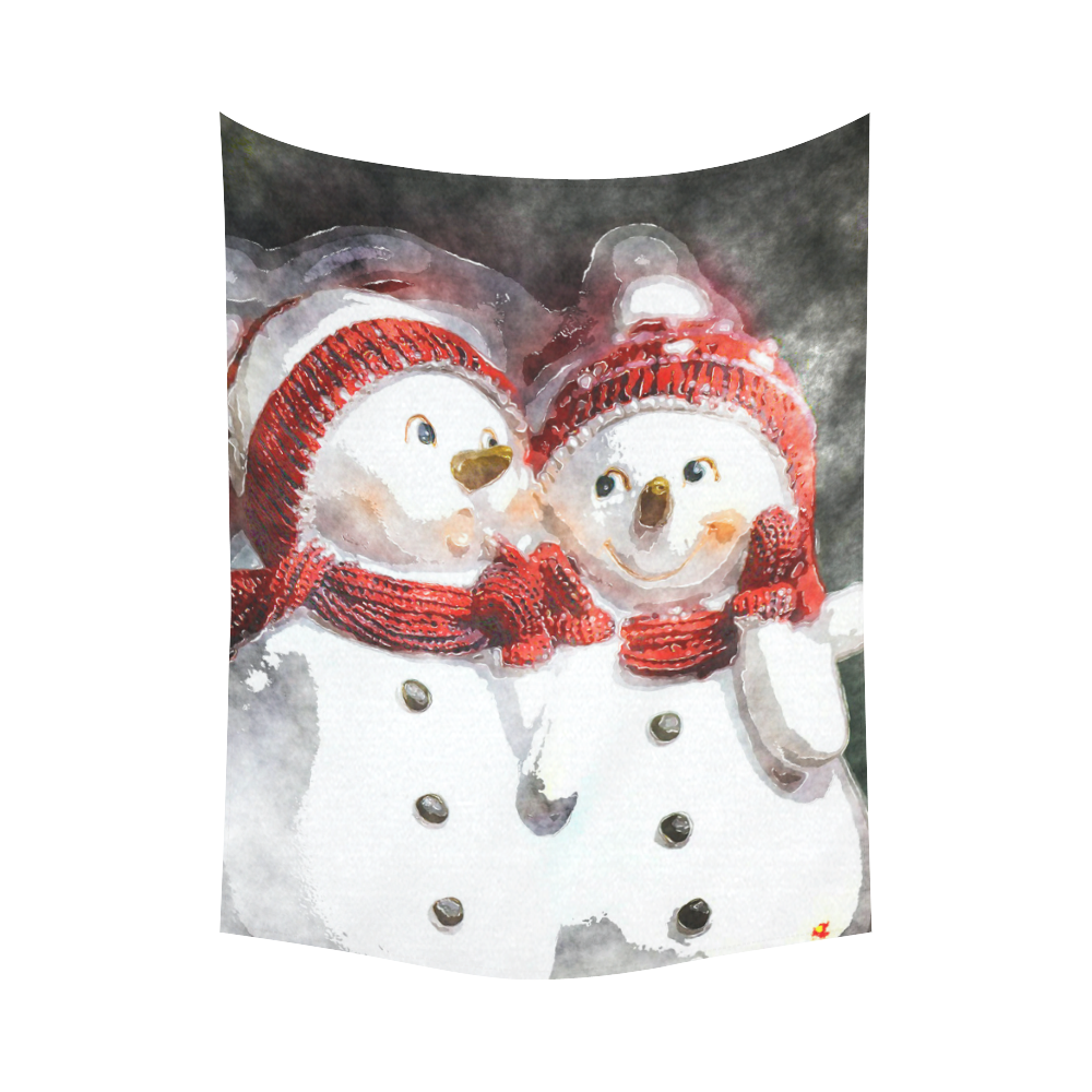 Snowman20161002 Cotton Linen Wall Tapestry 60"x 80"