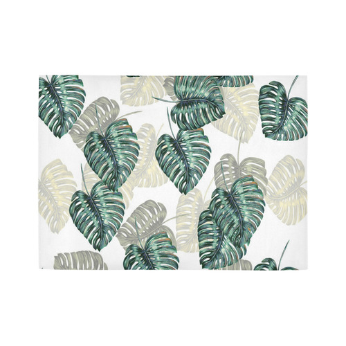 leaves in green and grey Area Rug7'x5'