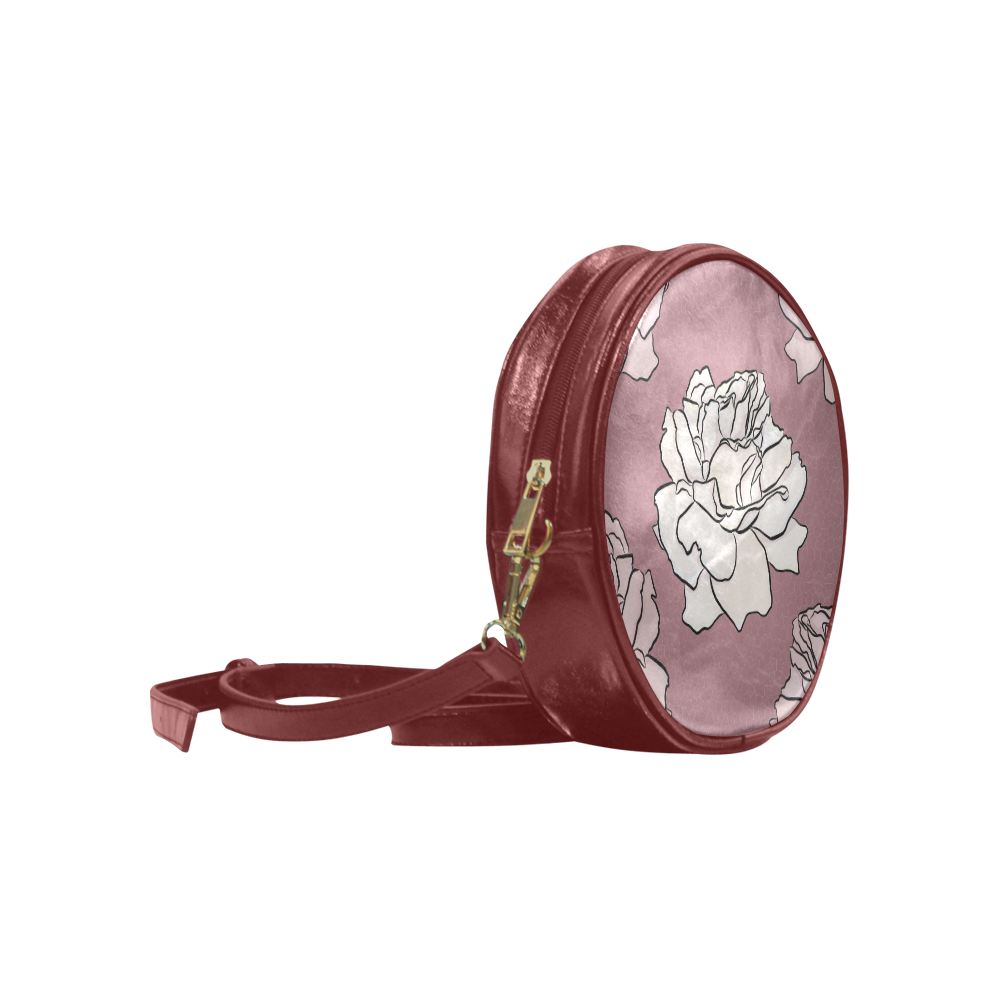 Mauve Roses Round Sling Bag (Model 1647)