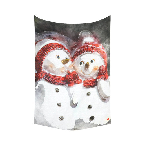 Snowman20161002 Cotton Linen Wall Tapestry 60"x 90"