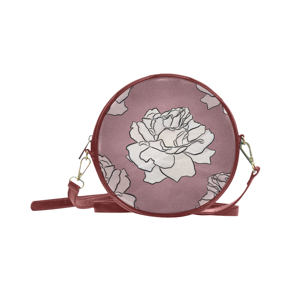 Mauve Roses Round Sling Bag (Model 1647)