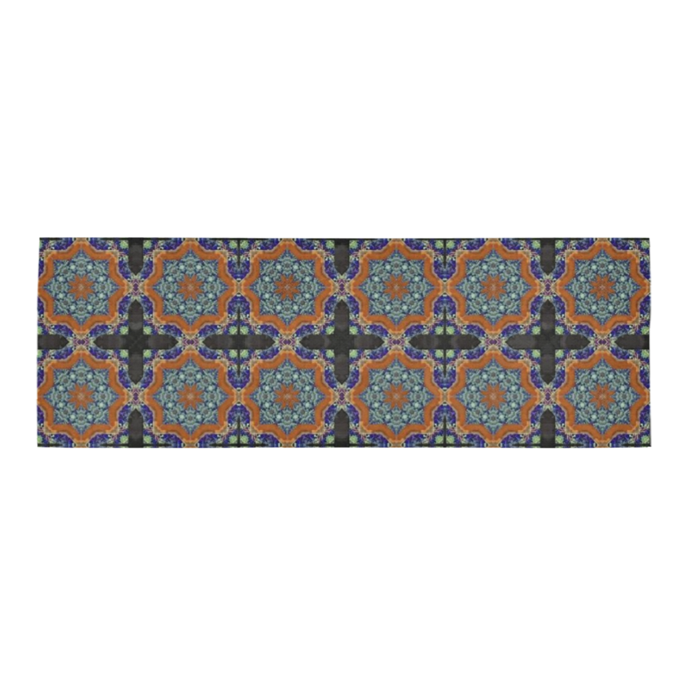 Blue and Brown Abstract Area Rug 9'6''x3'3''