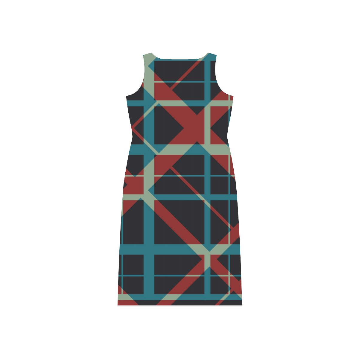 Plaid I stylish plaid pattern evening social outing Phaedra Sleeveless Open Fork Long Dress (Model D08)