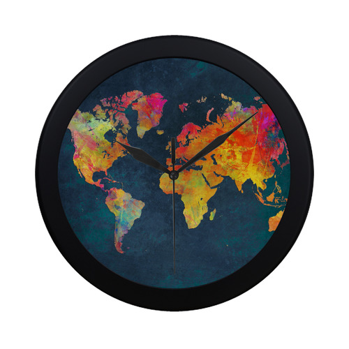 world map 16 Circular Plastic Wall clock