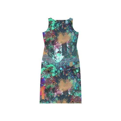 Graffiti Wall and Paint Splatter Phaedra Sleeveless Open Fork Long Dress (Model D08)