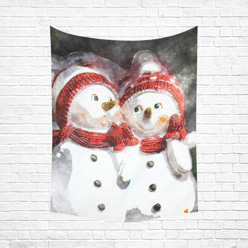 Snowman20161002 Cotton Linen Wall Tapestry 60"x 80"