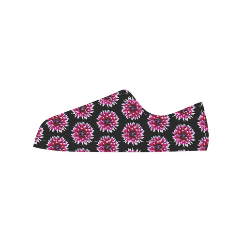 Dahlias Pattern in Pink, Red Canvas Women's Shoes/Large Size (Model 018)