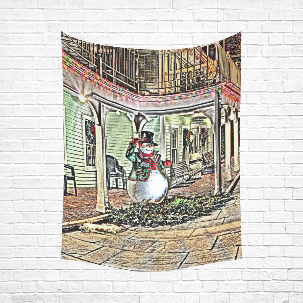 Snowman20161003 Cotton Linen Wall Tapestry 60"x 80"