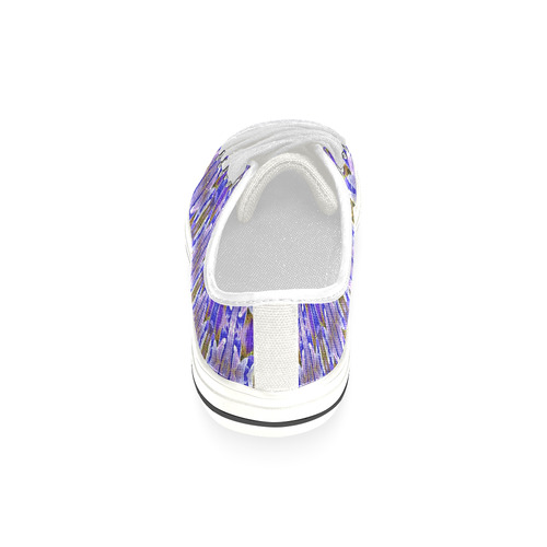 Blue White Abstract Flower Pattern Canvas Women's Shoes/Large Size (Model 018)