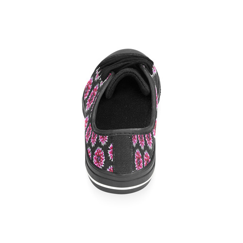 Dahlias Pattern in Pink, Red Canvas Women's Shoes/Large Size (Model 018)