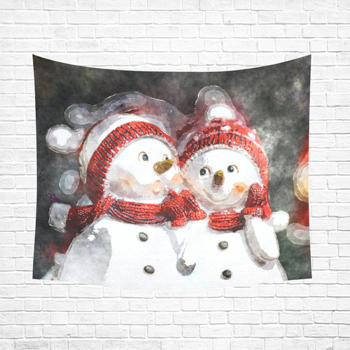 Snowman20161002 Cotton Linen Wall Tapestry 60"x 51"