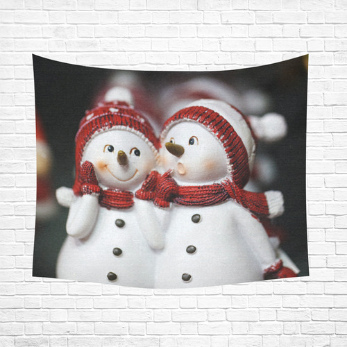 Snowman20161001 Cotton Linen Wall Tapestry 60"x 51"