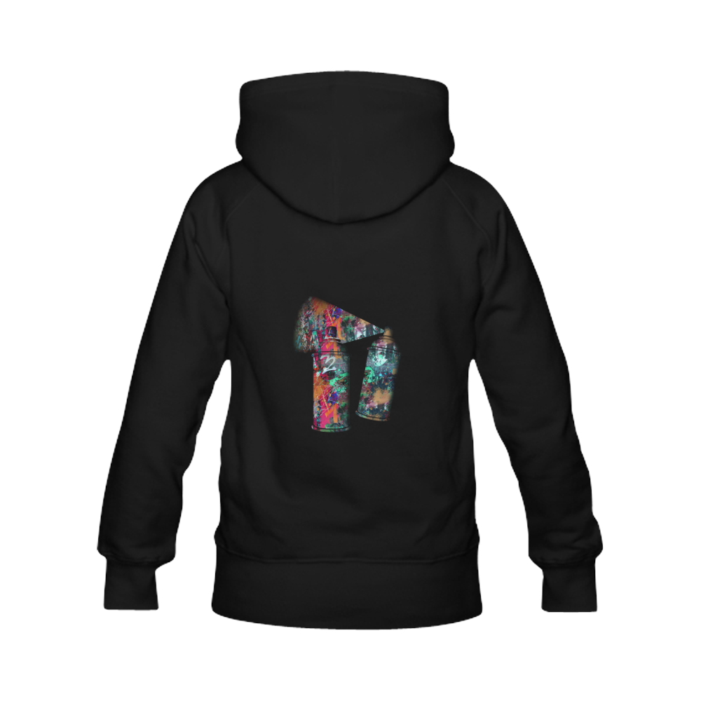 Graffiti and Paint Splatter Two Spray Cans Women's Classic Hoodies (Model H07)