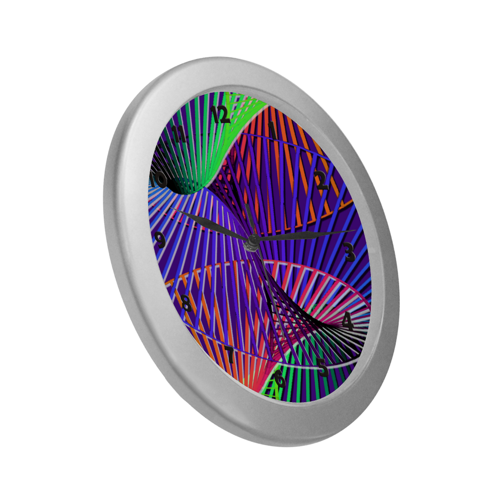 Colorful Rainbow Helix Silver Color Wall Clock