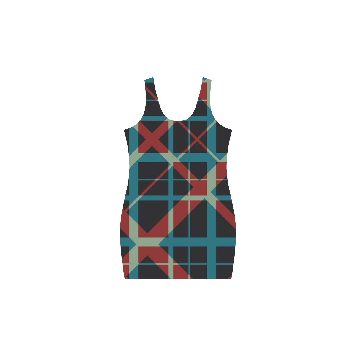 Plaid I stylish plaid pattern Medea Vest Dress (Model D06)