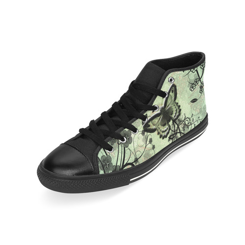 Butterflies and fantasy wood High Top Canvas Women's Shoes/Large Size (Model 017)
