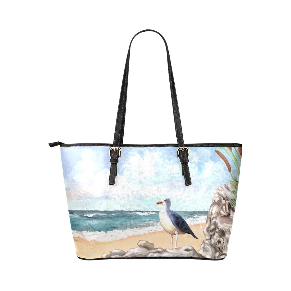 gaviota de costa Leather Tote Bag/Large (Model 1651)