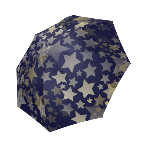 Navy Gold stars Foldable Umbrella (Model U01)