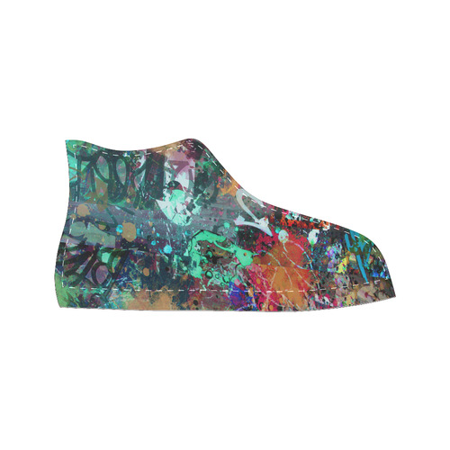 Graffiti Wall and Paint Splatter High Top Canvas Women's Shoes/Large Size (Model 017)