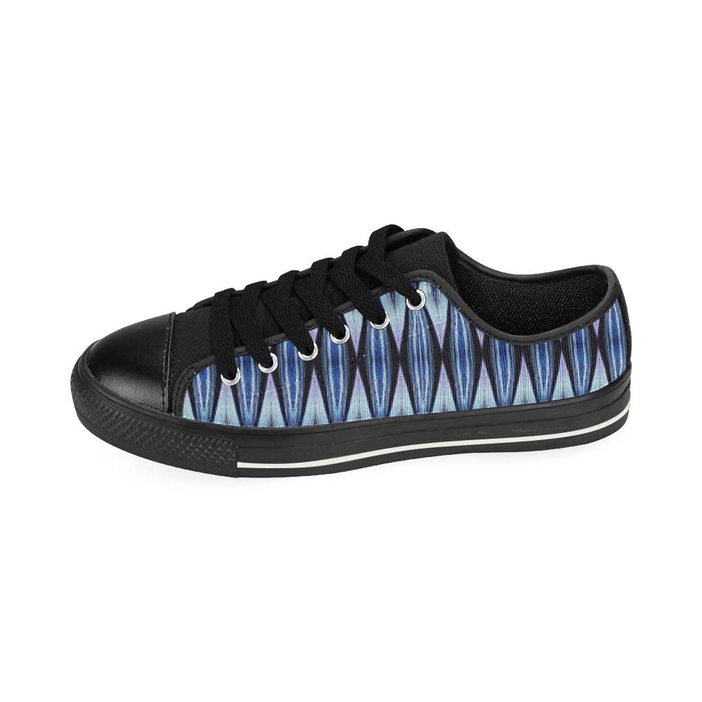 Blue White Diamond Pattern Canvas Women's Shoes/Large Size (Model 018)