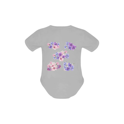 New in shop! Designers baby-organic Sleeve with handdrawn floral art edition. Shipping global. Baby Powder Organic Short Sleeve One Piece (Model T28)