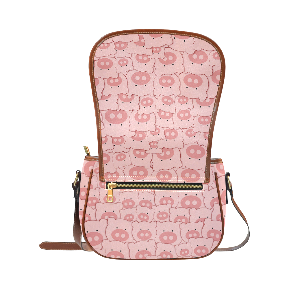 Pink Piggy Pigs Saddle Bag/Large (Model 1649)