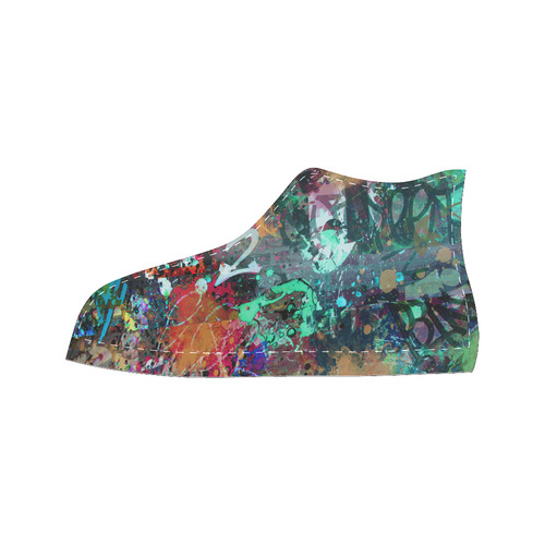 Graffiti Wall and Paint Splatter High Top Canvas Women's Shoes/Large Size (Model 017)
