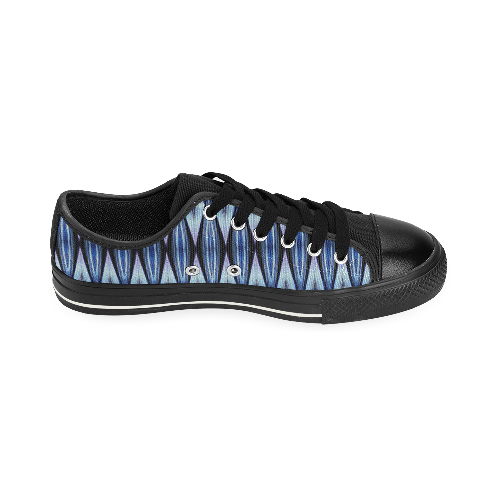 Blue White Diamond Pattern Canvas Women's Shoes/Large Size (Model 018)