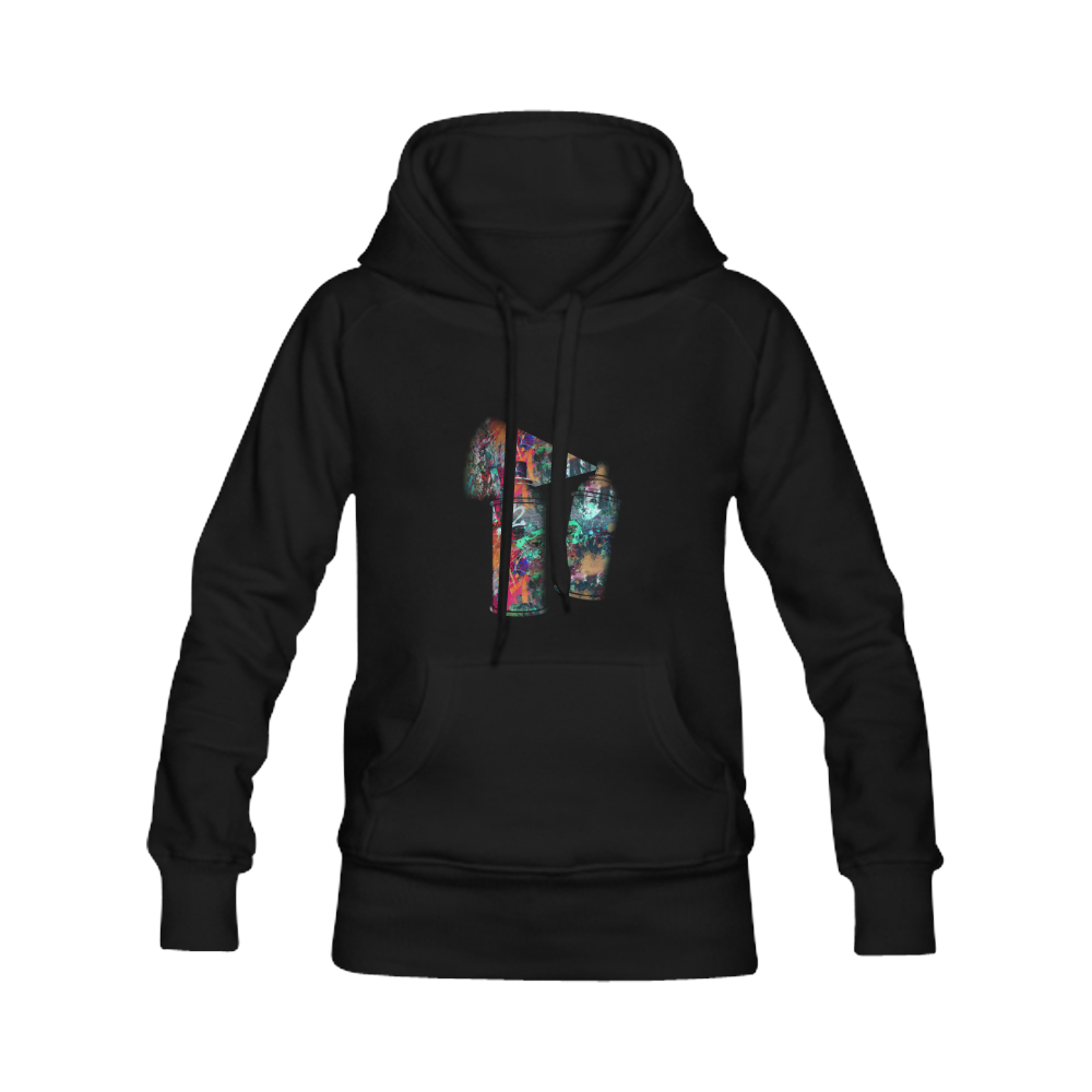 Graffiti and Paint Splatter Two Spray Cans Women's Classic Hoodies (Model H07)