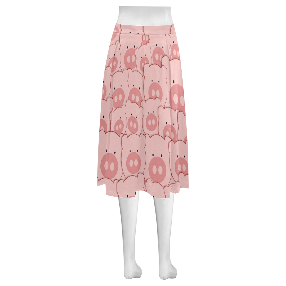 Pink Piggy Pigs Mnemosyne Women's Crepe Skirt (Model D16)