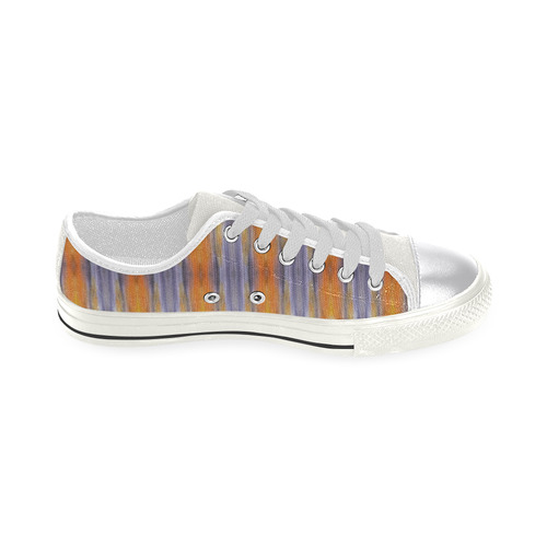 Gray Orange Stripes Pattern Canvas Women's Shoes/Large Size (Model 018)