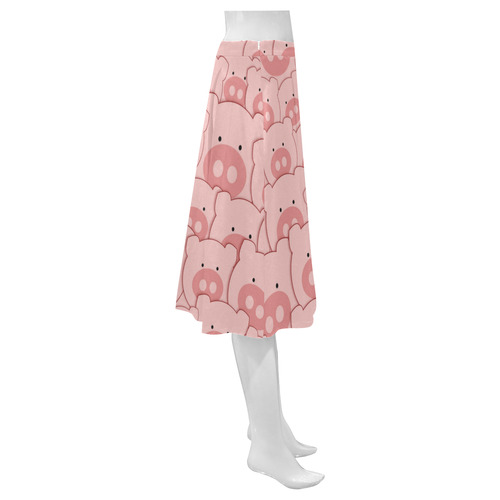 Pink Piggy Pigs Mnemosyne Women's Crepe Skirt (Model D16)