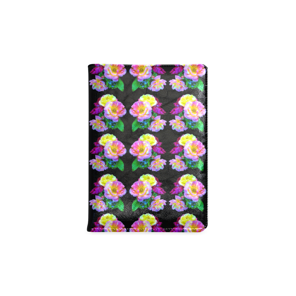 Rosa Yellow Roses on Black Pattern Custom NoteBook A5