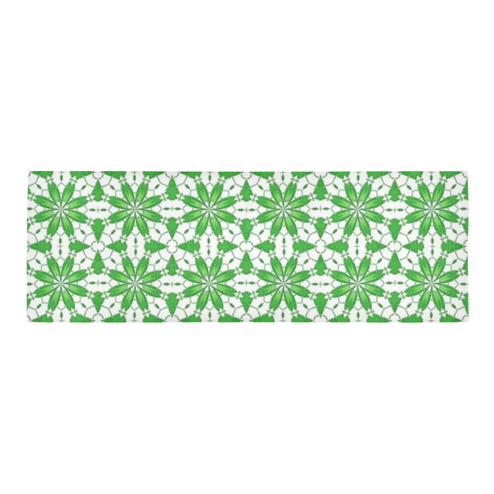 Green and White Floral Lace Area Rug 9'6''x3'3''