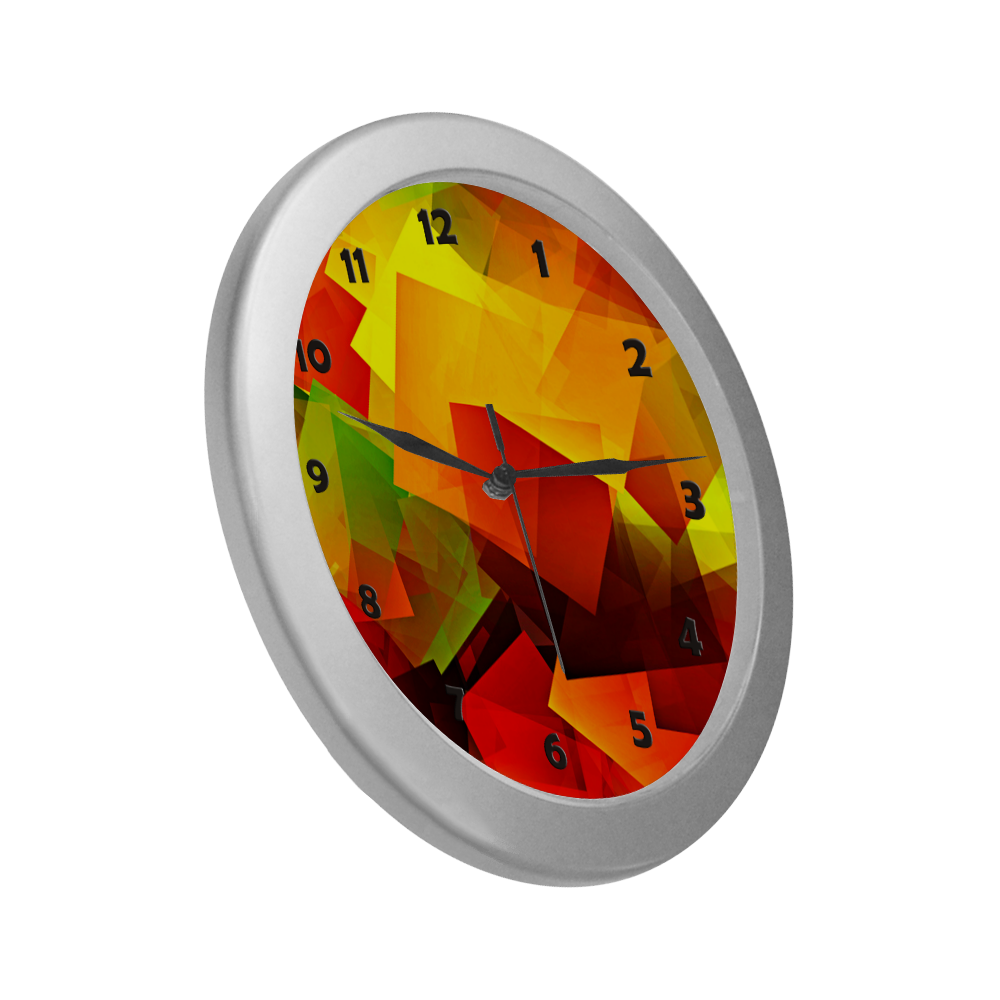 Indian Summer Cubes Silver Color Wall Clock