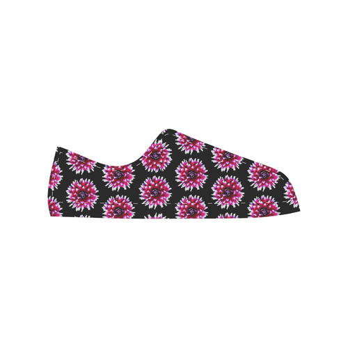 Dahlias Pattern in Pink, Red Canvas Women's Shoes/Large Size (Model 018)